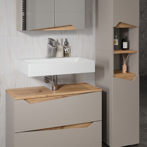 Meubles Bain Marelle 57526 Grège 3 Parties Avec Meuble Haut