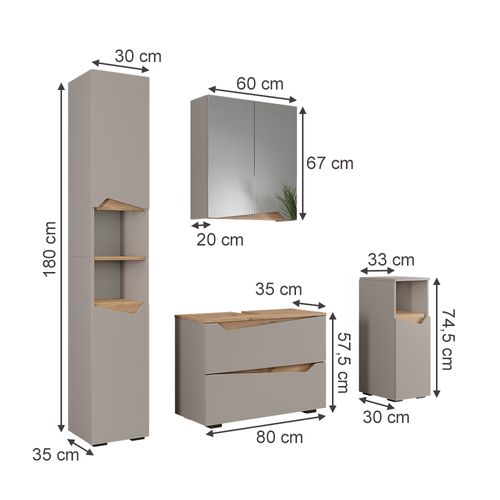 Meubles Bain Marelle 57527 Grège 4 Parties