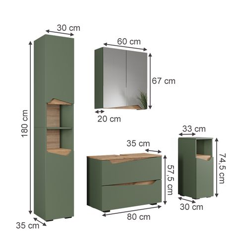 Meubles Bain Marelle 57531 Vert/artisan 4 Parties