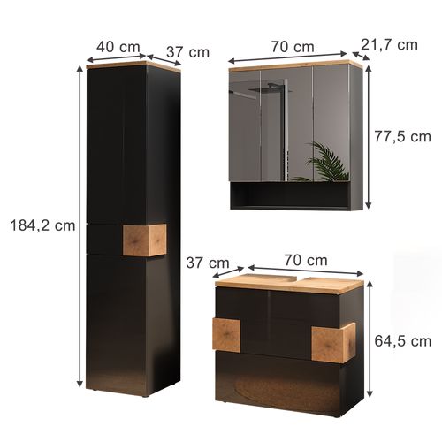 Meubles Bain Eden 57534 Anthracite 3 Parties