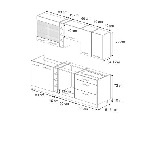 Cuisine Fame-line 57541 Gris Foncé 235cm Sans Pt