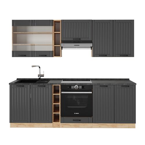 Cuisine Fame-line 57543 Gris Foncé 235cm , Pt Anthracite