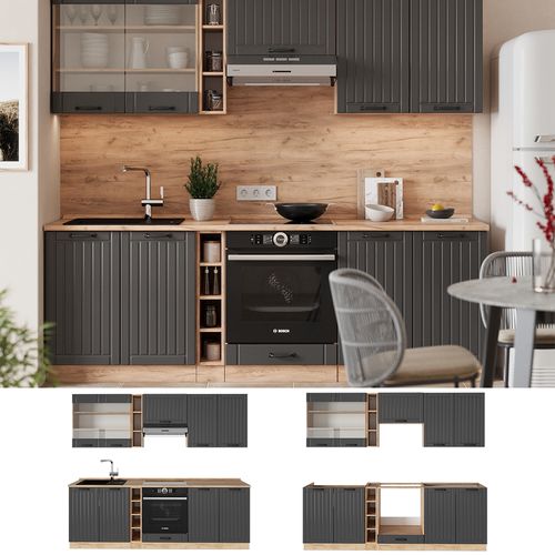 Cuisine Fame-line 57543 Gris Foncé 235cm , Pt Anthracite