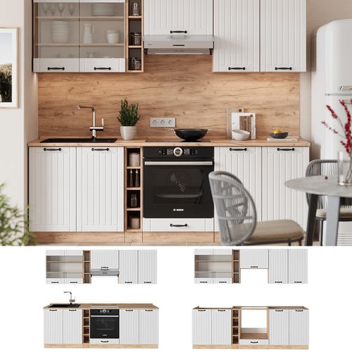 Cuisine Fame-line 57551 Blanc Campagne 235cm , Pt Marbre