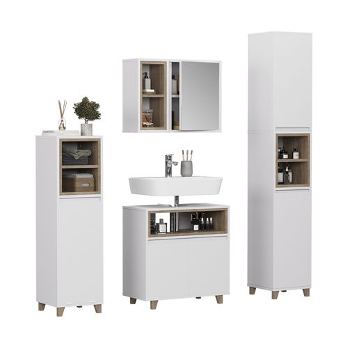 Meubles Bain Elnor 57562 Blanc/chêne 4 Parties