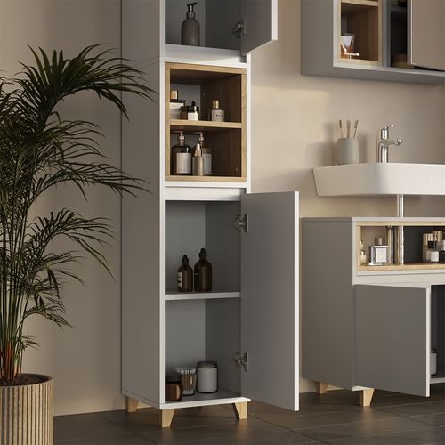 Meubles Bain Elnor 57566 Grège 4 Parties