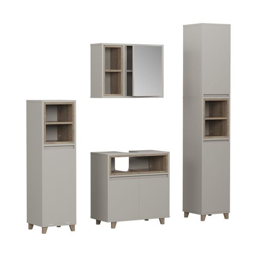 Meubles Bain Elnor 57566 Grège 4 Parties