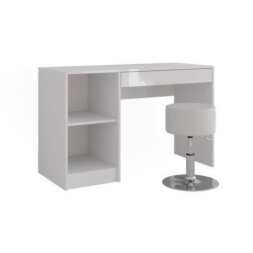 Coiffeuse Sherry 57576 Blanc/blanc Brillant 119.8cm Avec Tabouret