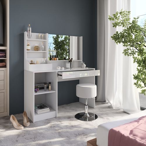 Coiffeuse Sherry 57584 Blanc/blanc Brillant 119.8cm 4 Parties