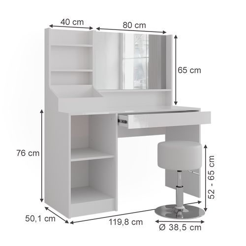 Coiffeuse Sherry 57584 Blanc/blanc Brillant 119.8cm 4 Parties