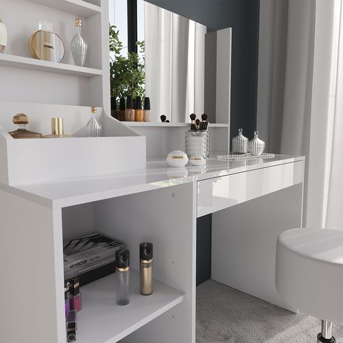 Coiffeuse Sherry 57584 Blanc/blanc Brillant 119.8cm 4 Parties