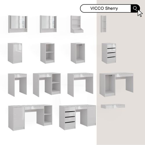 Coiffeuse Sherry 57584 Blanc/blanc Brillant 119.8cm 4 Parties