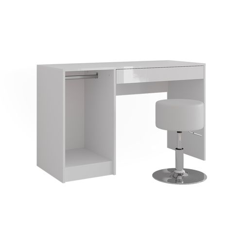 Coiffeuse Sherry 57588 Blanc/blanc Brillant 119.8cm Avec Tabouret