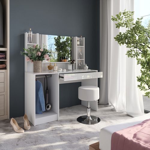 Coiffeuse Sherry 57592 Blanc/blanc Brillant 119.8cm 5 Parties