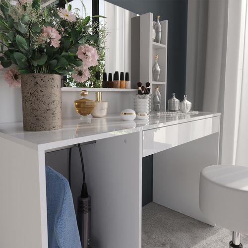 Coiffeuse Sherry 57592 Blanc/blanc Brillant 119.8cm 5 Parties