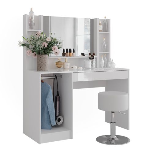 Coiffeuse Sherry 57592 Blanc/blanc Brillant 119.8cm 5 Parties