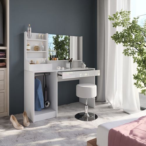 Coiffeuse Sherry 57596 Blanc/blanc Brillant 119.8cm 4 Parties