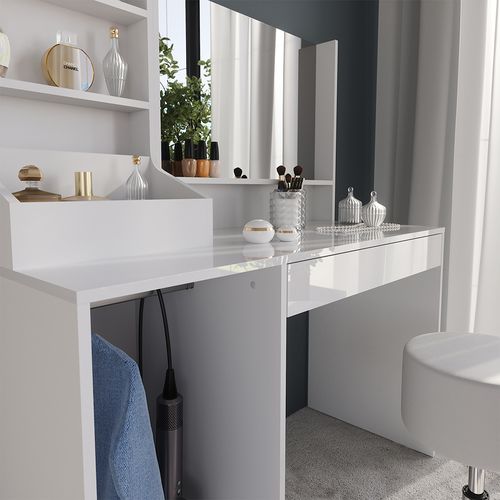 Coiffeuse Sherry 57596 Blanc/blanc Brillant 119.8cm 4 Parties