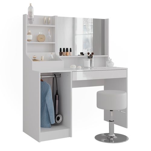 Coiffeuse Sherry 57596 Blanc/blanc Brillant 119.8cm 4 Parties