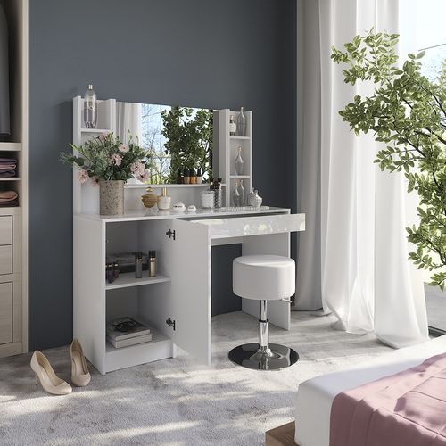 Coiffeuse Sherry 57616 Blanc/blanc Brillant 119.8cm 5 Parties