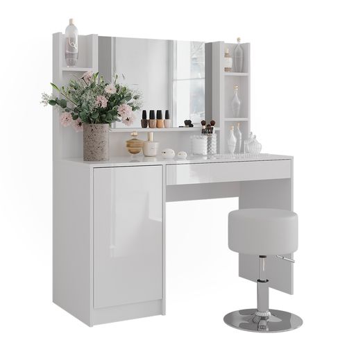 Coiffeuse Sherry 57616 Blanc/blanc Brillant 119.8cm 5 Parties