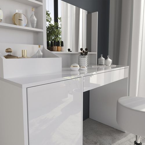 Coiffeuse Sherry 57620 Blanc/blanc Brillant 119.8cm 4 Parties