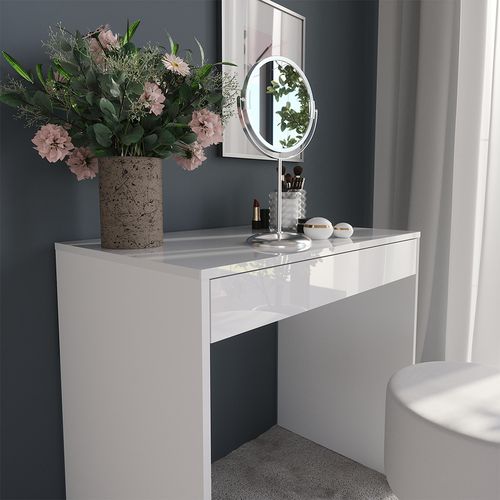 Coiffeuse Sherry 57676 Blanc/blanc Brillant 81.4cm Avec Tabouret