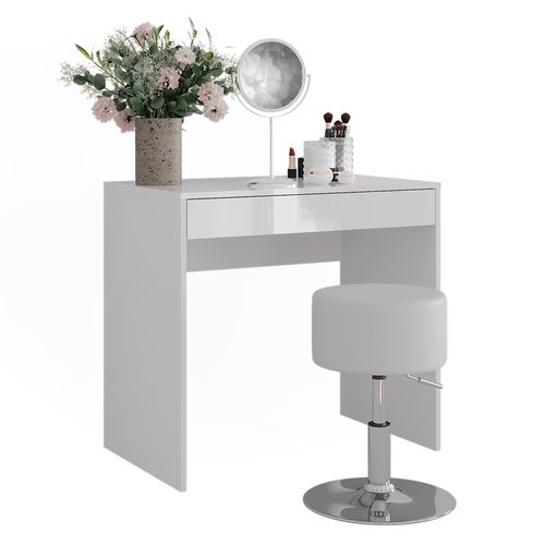 Coiffeuse Sherry 57676 Blanc/blanc Brillant 81.4cm Avec Tabouret