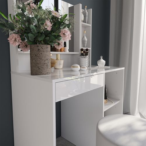 Coiffeuse Sherry 57684 Blanc/blanc Brillant 89.8cm 4 Parties