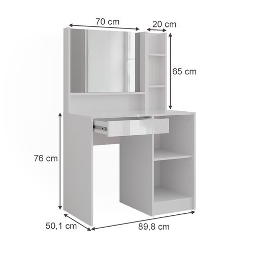 Coiffeuse Sherry 57686 Blanc/blanc Brillant 89.8cm 3 Pièces