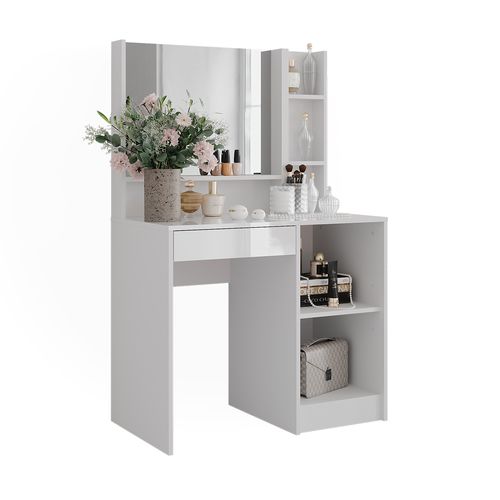 Coiffeuse Sherry 57686 Blanc/blanc Brillant 89.8cm 3 Pièces