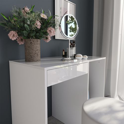 Coiffeuse Sherry 57688 Blanc/blanc Brillant 89.8cm Avec Tabouret