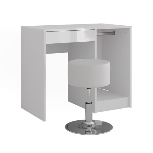 Coiffeuse Sherry 57688 Blanc/blanc Brillant 89.8cm Avec Tabouret