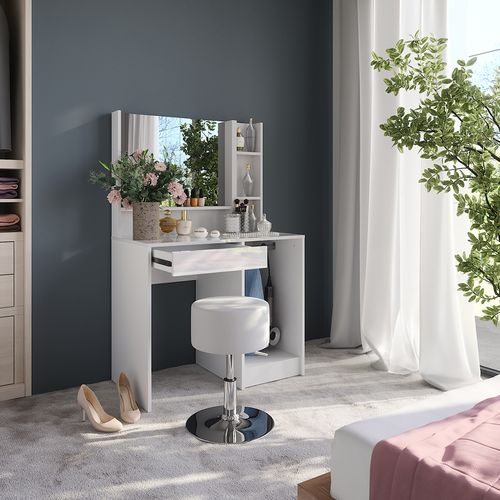 Coiffeuse Sherry 57692 Blanc/blanc Brillant 89.8cm 4 Parties