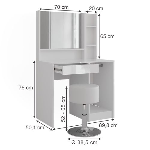 Coiffeuse Sherry 57692 Blanc/blanc Brillant 89.8cm 4 Parties