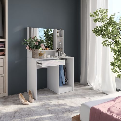 Coiffeuse Sherry 57694 Blanc/blanc Brillant 89.8cm 3 Parties