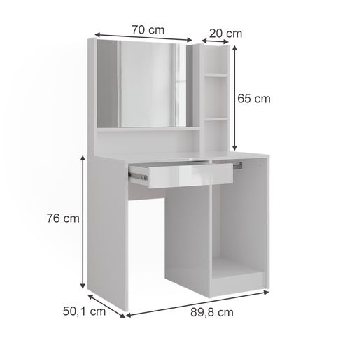 Coiffeuse Sherry 57694 Blanc/blanc Brillant 89.8cm 3 Parties