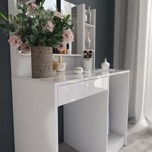 Coiffeuse Sherry 57694 Blanc/blanc Brillant 89.8cm 3 Parties