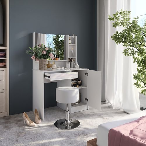 Coiffeuse Sherry 57708 Blanc/blanc Brillant 89.8cm 4 Pièces