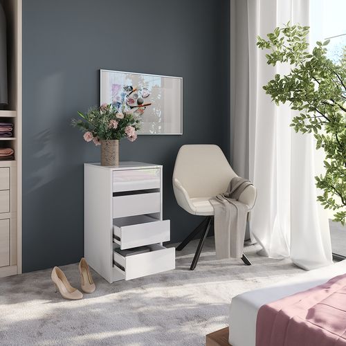 Commode Avec Tiroirs Sherry 57714 Blanc/blanc Brillant 40.2x76cm