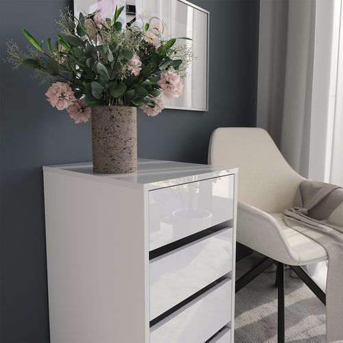 Commode Avec Tiroirs Sherry 57714 Blanc/blanc Brillant 40.2x76cm