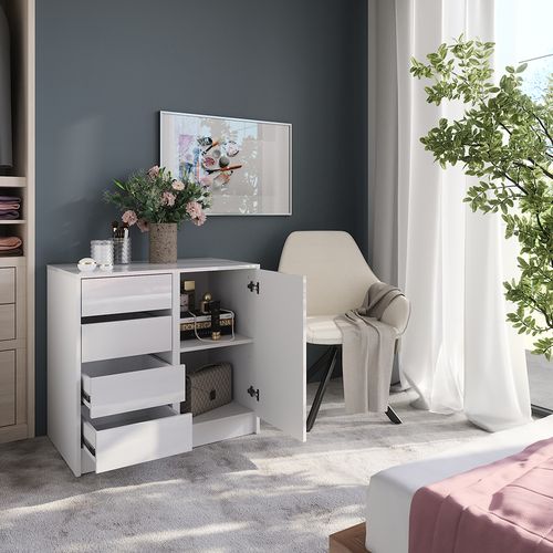 Commode Avec Tiroirs Sherry 57719 Blanc/blanc Brillant 80.2x76cm 2 Parties