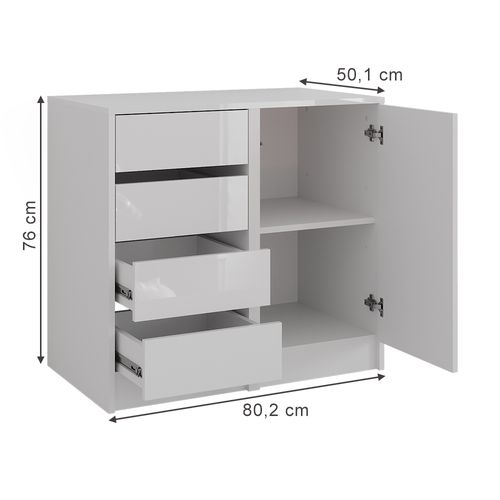 Commode Avec Tiroirs Sherry 57719 Blanc/blanc Brillant 80.2x76cm 2 Parties