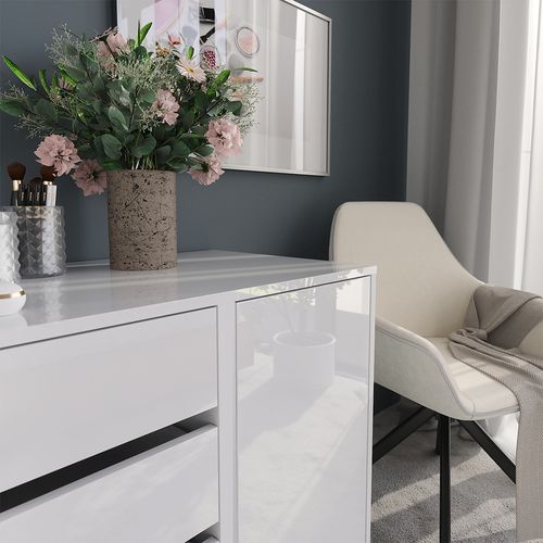 Commode Avec Tiroirs Sherry 57719 Blanc/blanc Brillant 80.2x76cm 2 Parties