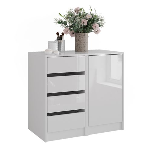 Commode Avec Tiroirs Sherry 57719 Blanc/blanc Brillant 80.2x76cm 2 Parties