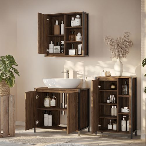 Meubles Bain Naola 57740 Chêne/noir 3 Pièces