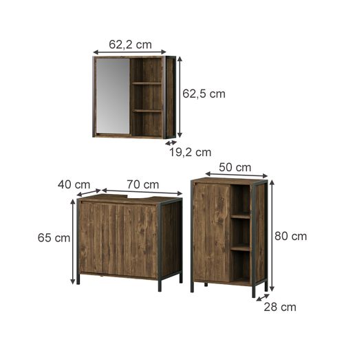 Meubles Bain Naola 57740 Chêne/noir 3 Pièces