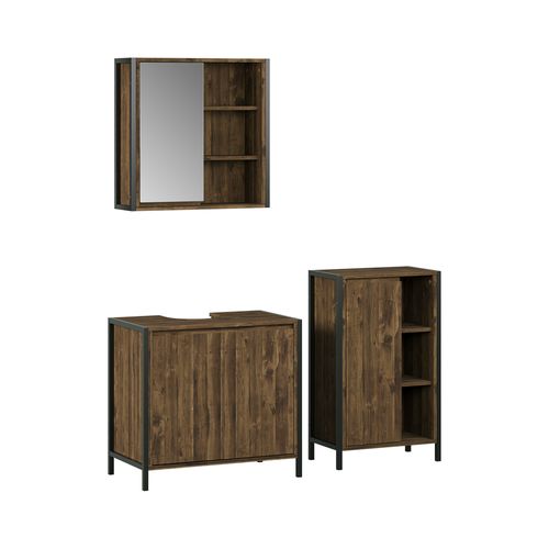 Meubles Bain Naola 57740 Chêne/noir 3 Pièces