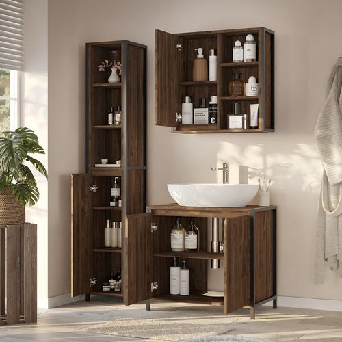 Meubles Bain Naola 57741 Chêne/noir 3 Pièces