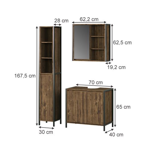 Meubles Bain Naola 57741 Chêne/noir 3 Pièces